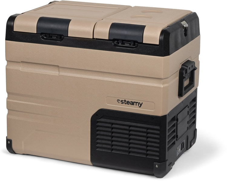 Glacière électrique à compresseur double zone Steamy-e - double zone - 45 litres - 12v et 230v - pour voiture et camping - grès