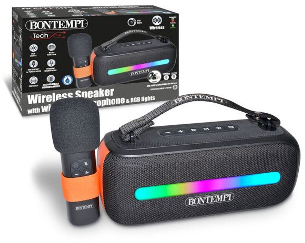 Bontempi spa bontempi - haut-parleur sans fil - avec microphone et éclairage RGB.