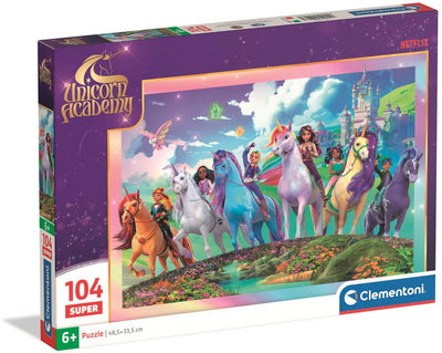 Clementoni - puzzle - 104 pièces - licorne académie - super - à partir de 4 ans