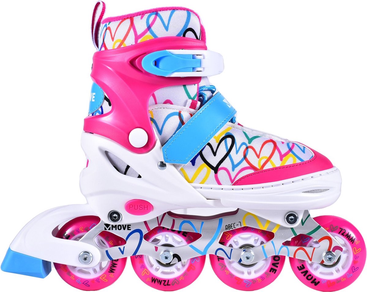 Rollers en ligne Move - love s 30-33 - blanc rose - taille réglable 30 au 33