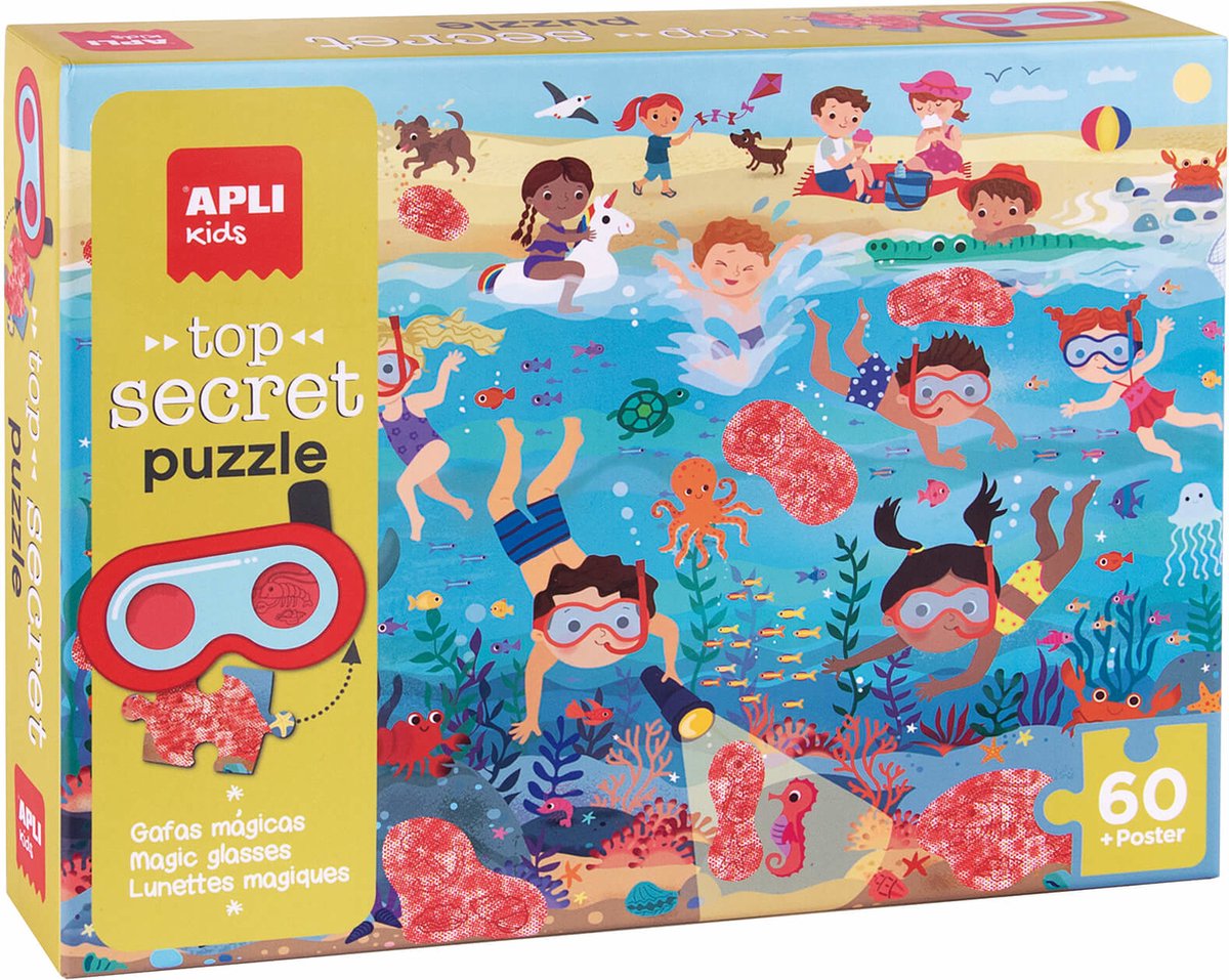 Apli kids - puzzle plage top secrète (60 pièces).