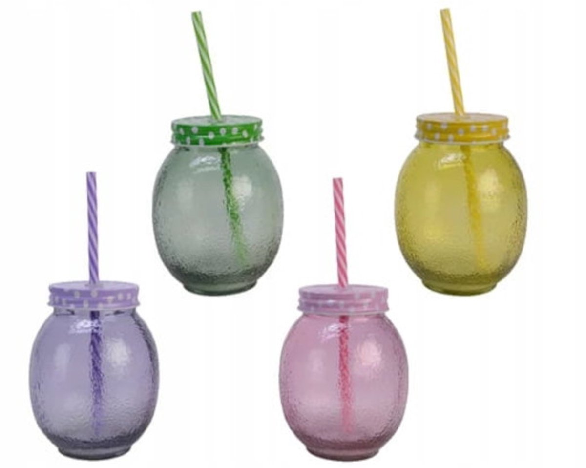 Kaemingk - pot en verre avec couvercle - 13,5x10 cm - pour boissons - verre grand teint