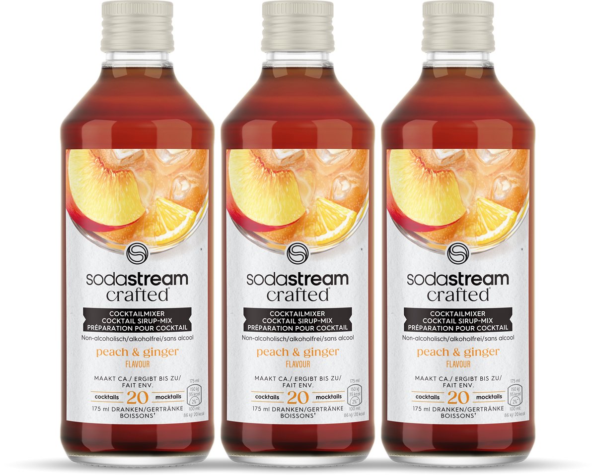 Sodastream crafted mixers sirop de pêche, gingembre et citron - paquet de 3