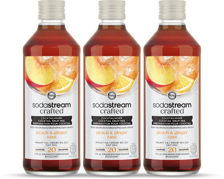 Sodastream crafted mixers sirop de pêche, gingembre et citron - paquet de 3