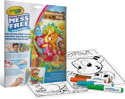 Crayola - Color Wonder - Livre de coloriage - 18 pages à colorier avec 4 marqueurs sans bavures - Sujet Amis dinosaures