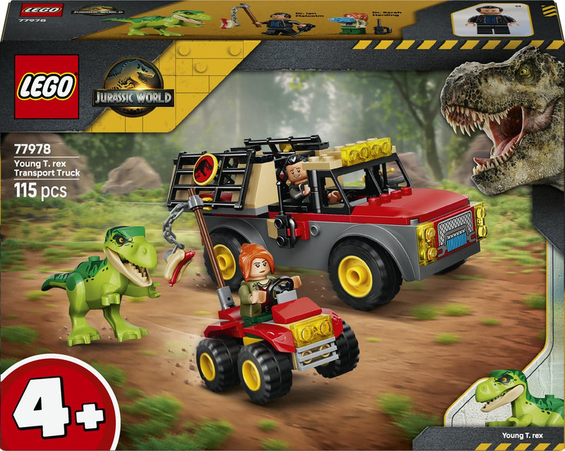 Lego monde jurassique jeune t. rex camion de transport jouets dinosaures pour enfants à partir de 4 ans 77978
