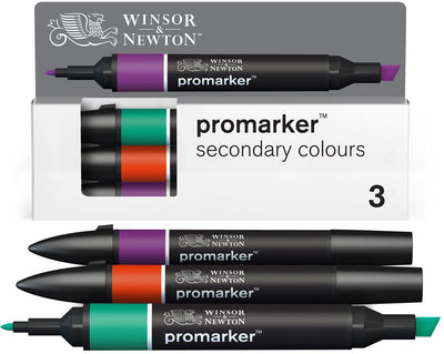 Winsor Newton 0290192 promarker set 3 pièces – couleurs secondaires – marqueurs à alcool à double pointe