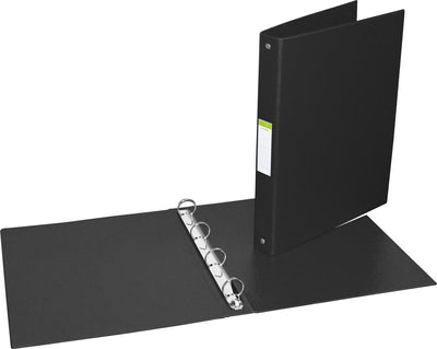 Classeur à anneaux Aurora pour format A4, 4 anneaux de 25 mm en PVC noir