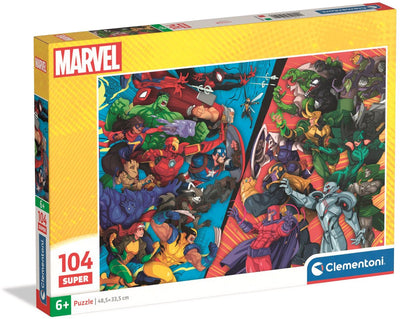 Clementoni - puzzle pour enfants - 104 pièces - super-héros contre méchants - puzzle à partir de 6 ans