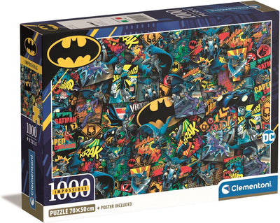 Clementoni - puzzle - batman - dc - 1000 pièces - impossible - avec poster - à partir de 14 ans