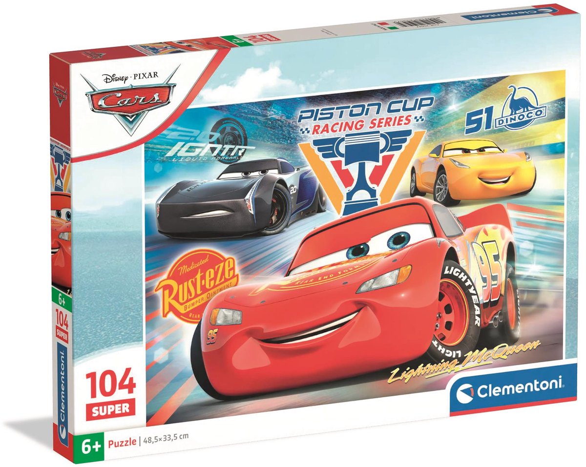 Clementoni - puzzle enfant - 104 pièces - super voitures 2025 - puzzle à partir de 6 ans