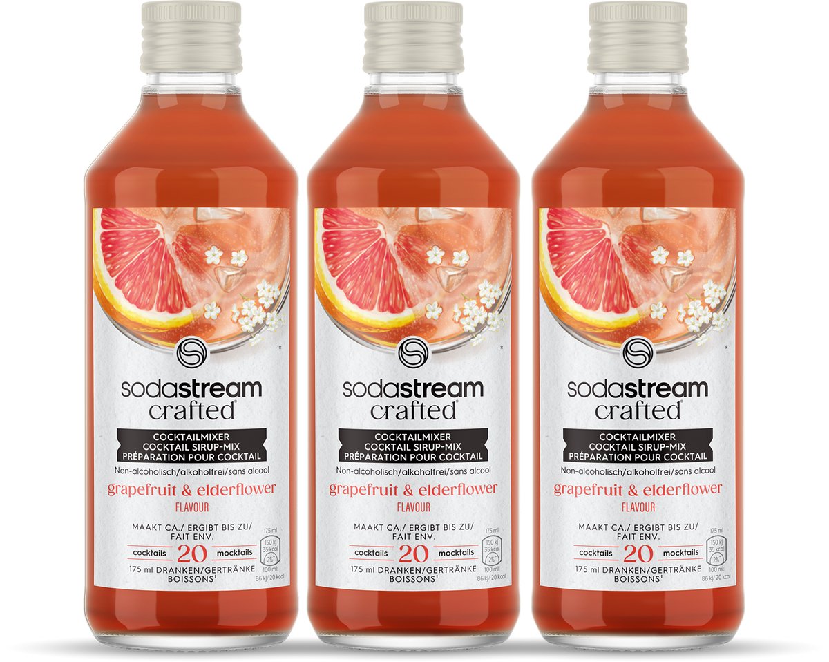 Sodastream crafted mixers Sirop de pamplemousse et de fleur de sureau - paquet de 3