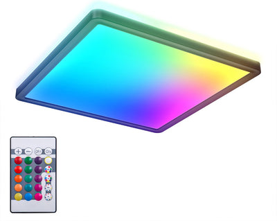 Briloner b.k.licht - plafonnier LED rgb - noir - dimmable - avec lumière indirecte - lumière colorée - avec télécommande - l: 29cm