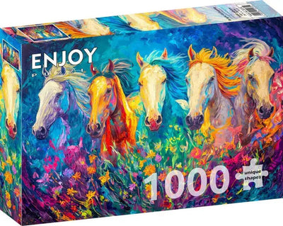 Profitez du puzzle puzzle lumineux au galop de 1000 pièces d'animaux.