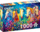 Profitez du puzzle puzzle lumineux au galop de 1000 pièces d'animaux.