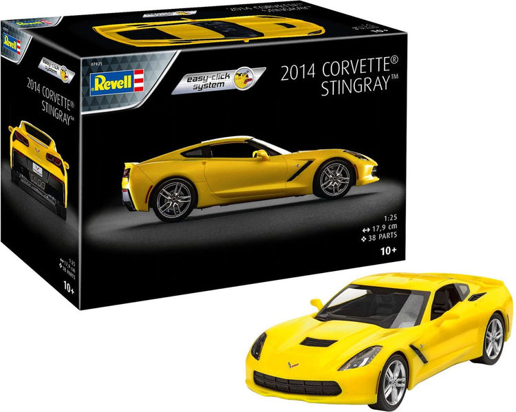 Revell - Kit de construction de véhicules militaires - 07825 Corvette Stingray 2014 - Plastique Easy Click - 1:25 - Maquette