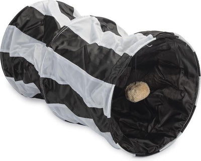 Beeztees cruzzle - tunnel pour chat - nylon - noir et blanc - 50x26x26 cm