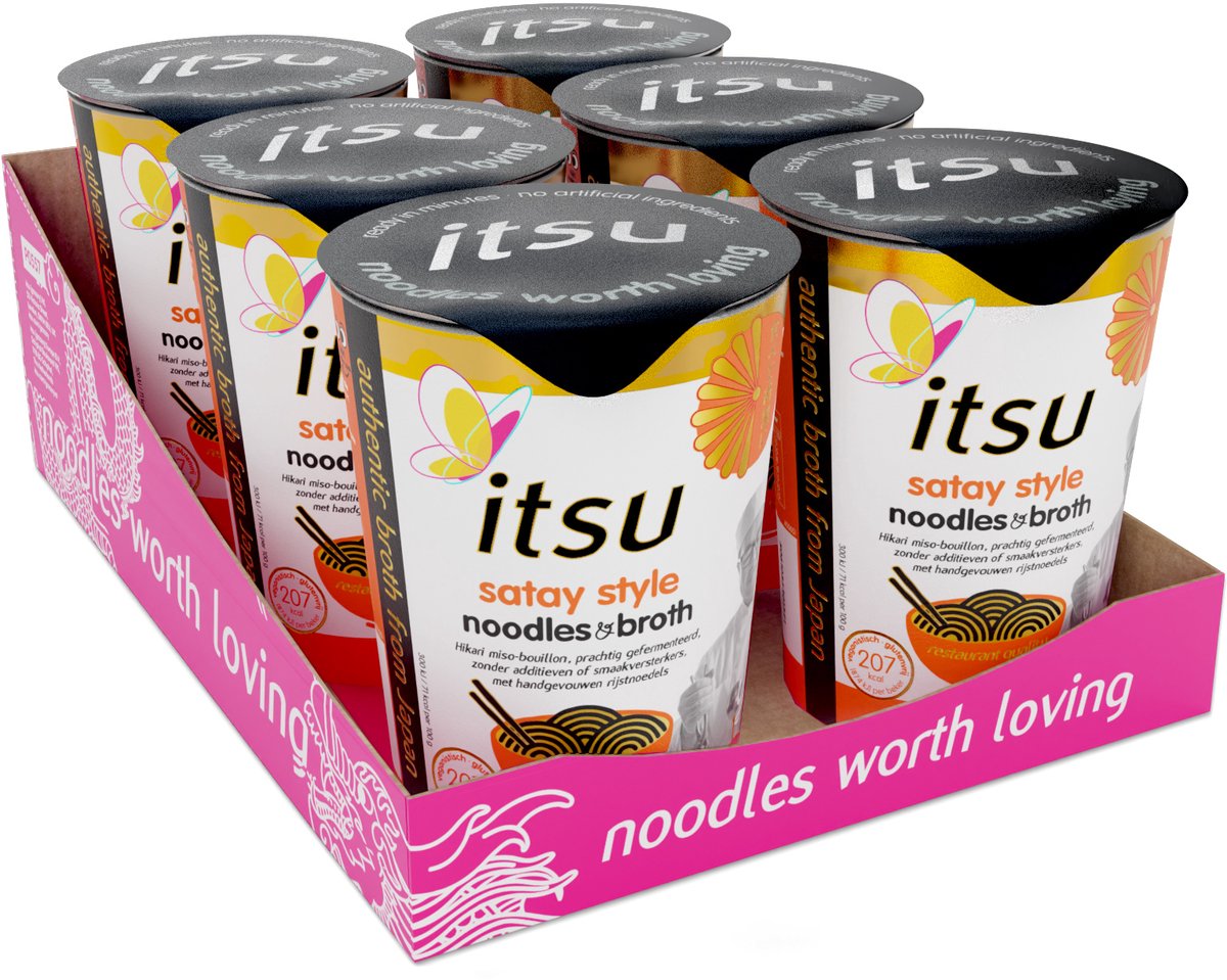 Tasse de nouilles Itsu satay 6 x 67 grammes