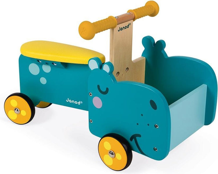 Janod - vélo cargo en bois, draisienne - hippopotame