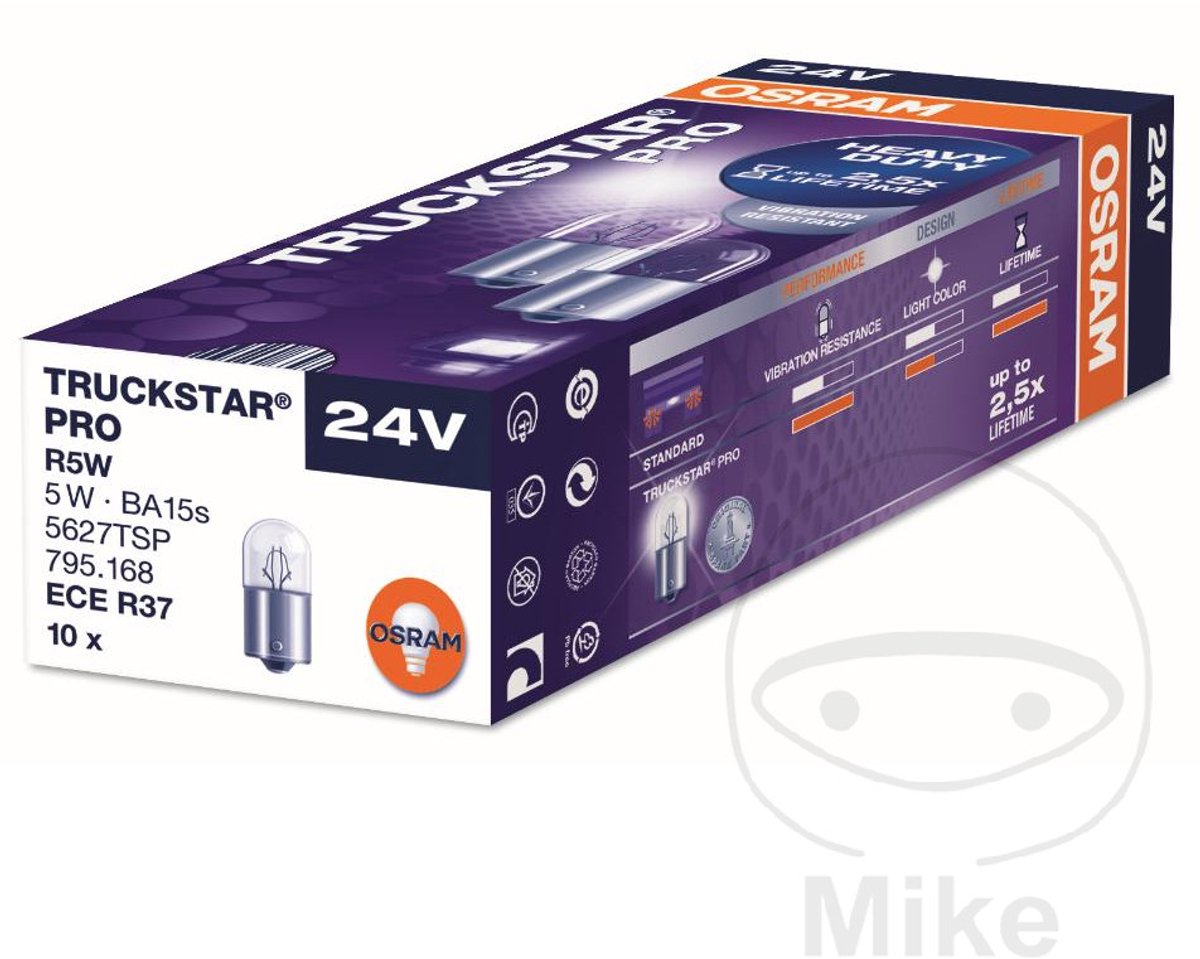 Osram truckstar pro r5w 24v 5627 cuillère à café 10 pièces