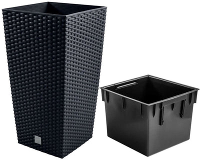 Prosperplast rato carré - pot de fleur - anthracite - forme épurée - matériau durable - 40x40x75 cm