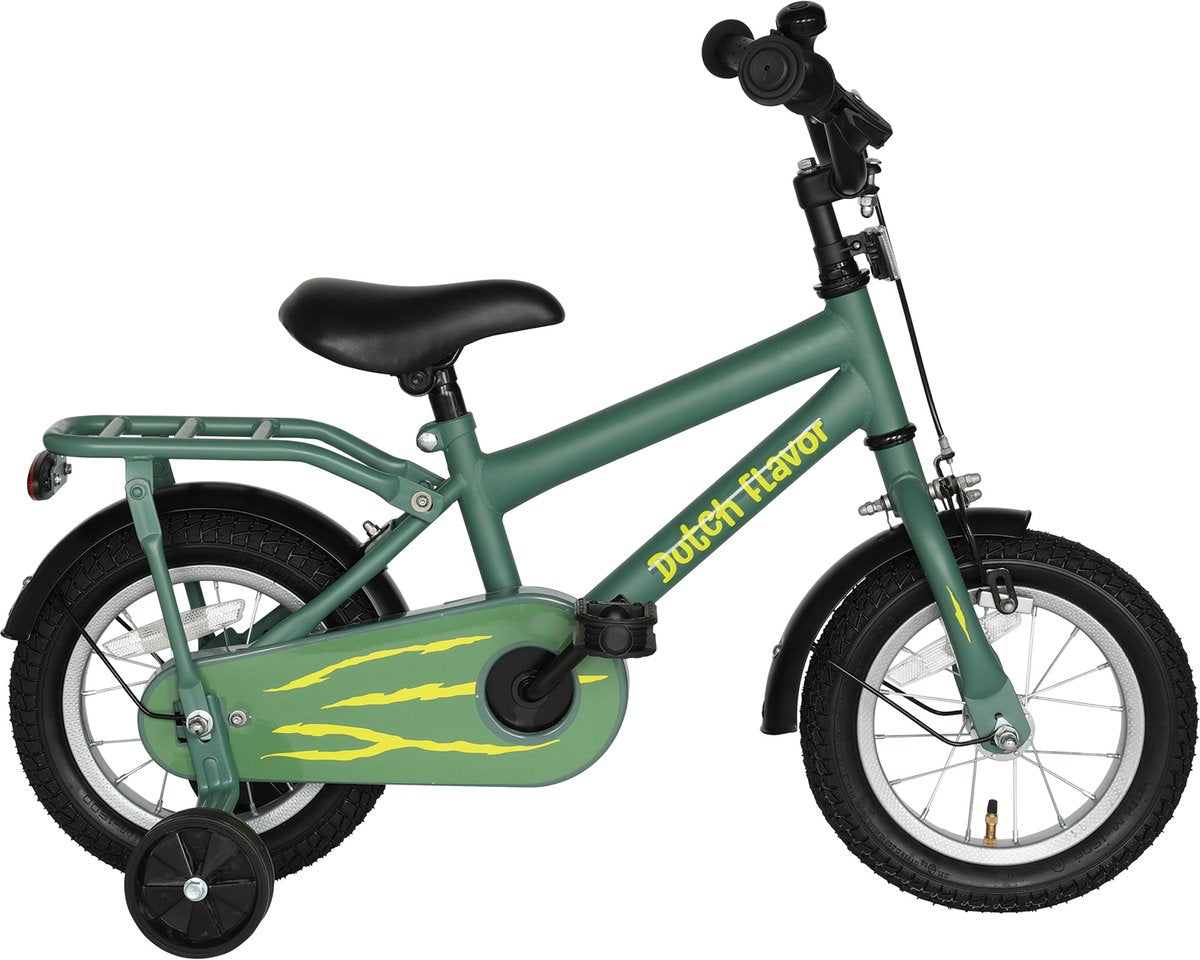 Vélo enfant saveur hollandaise 12 pouces - vert - 2 à 4 ans - frein et rétropédalage