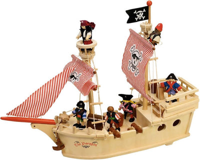 Bigjigs jouet bateau pirate en bois - jouets verts