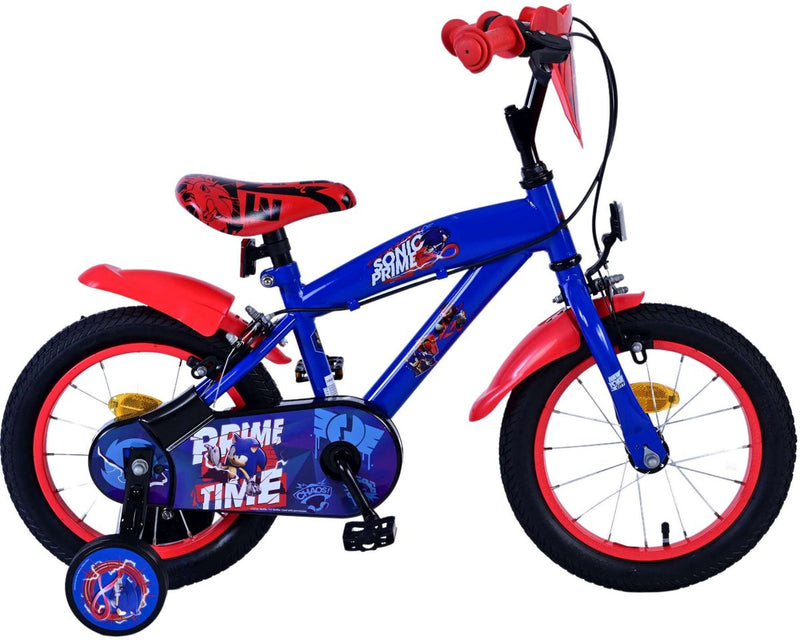 Sonic Prime Prime Child's Bike Boys 14 pouces Blue Red Two Hand freins