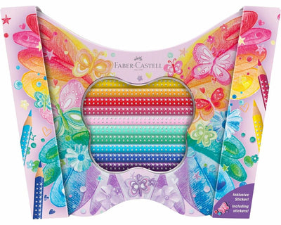 Crayons de couleur Faber-castell - sparkle - 20 couleurs - dans une boîte de rangement papillon - fc-201971