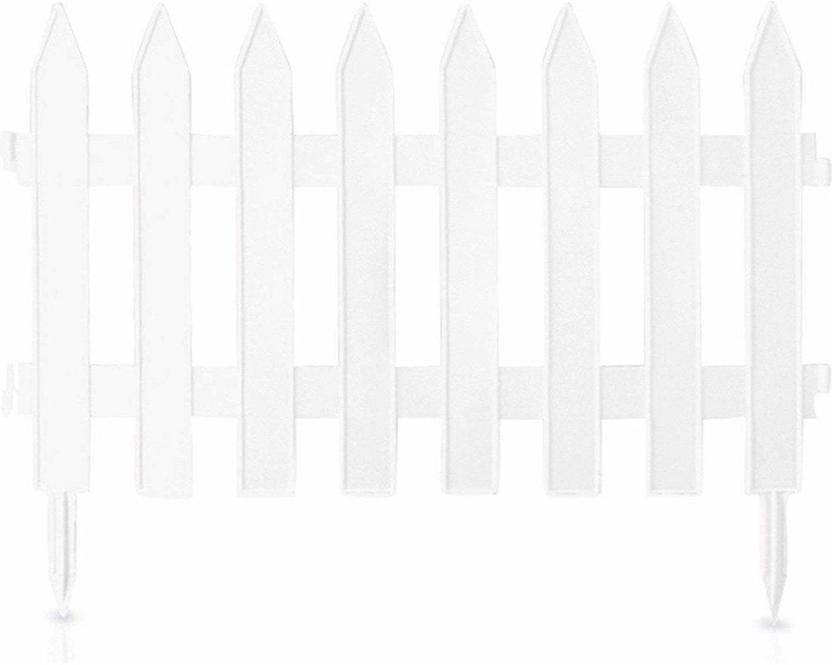 Portails de jardin Prosperplast - 7x pièces - plastique - 320 cm - blanc - bordure - clôture de jardin
