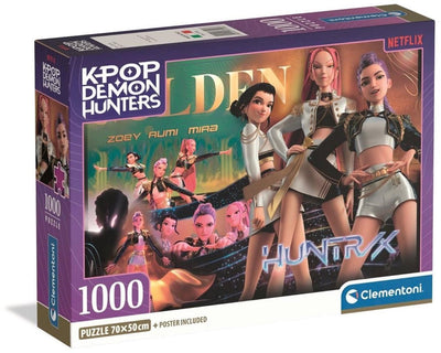 Clementoni k-pop chasseurs de démons puzzle 1000 pièces de compact - kpop huntrix - k pop puzzle hobby cadeau pour les enfants de plus de 6 ans