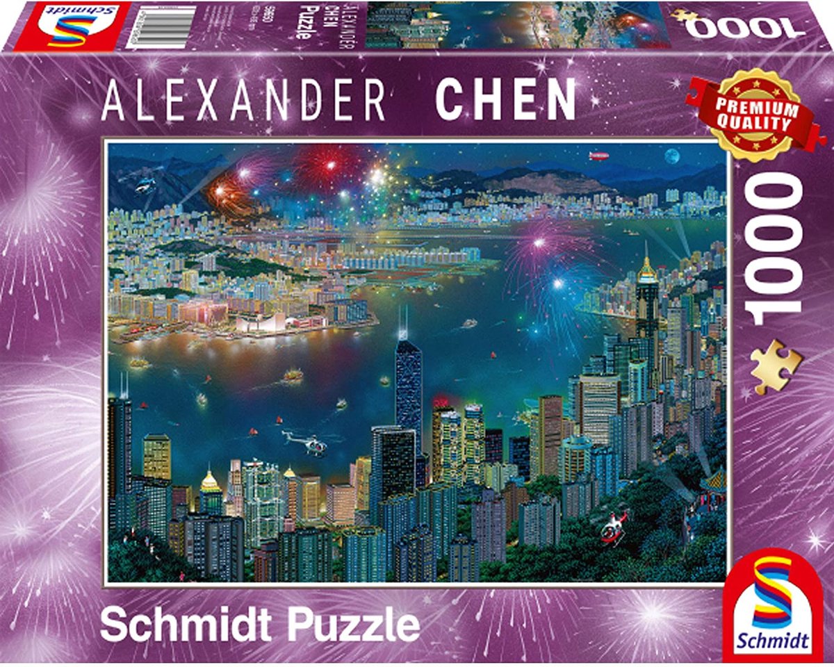 Feux d'artifice Schmidt sur Hong Kong, puzzle 1000 pièces
