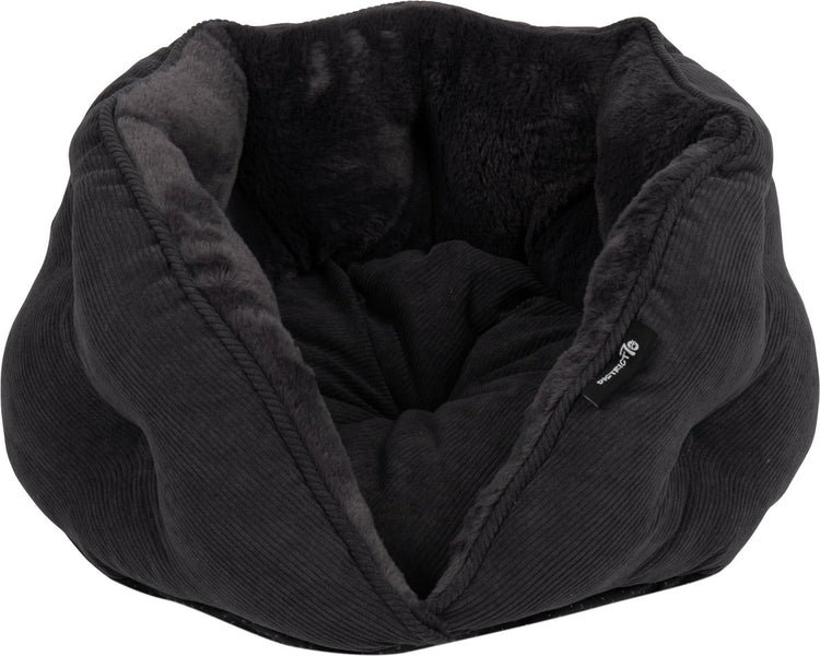 Baboo district 70 tuck - luxueux panier rétro pour chat en velours côtelé - gris foncé - 50x50x30 cm
