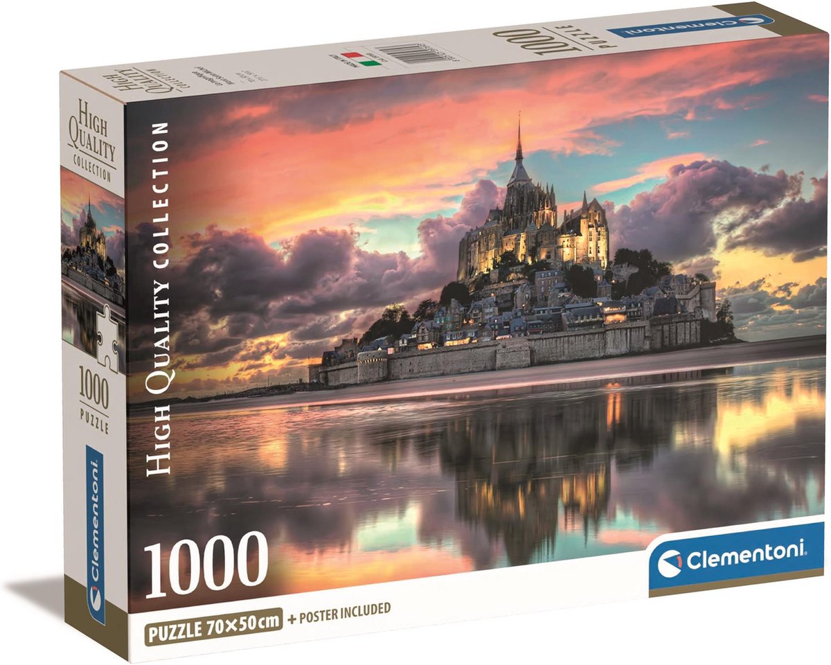 Clementoni - puzzle - 1000 pièces - le magnifique mont saint-michel - puzzle pour adultes - collection haute qualité