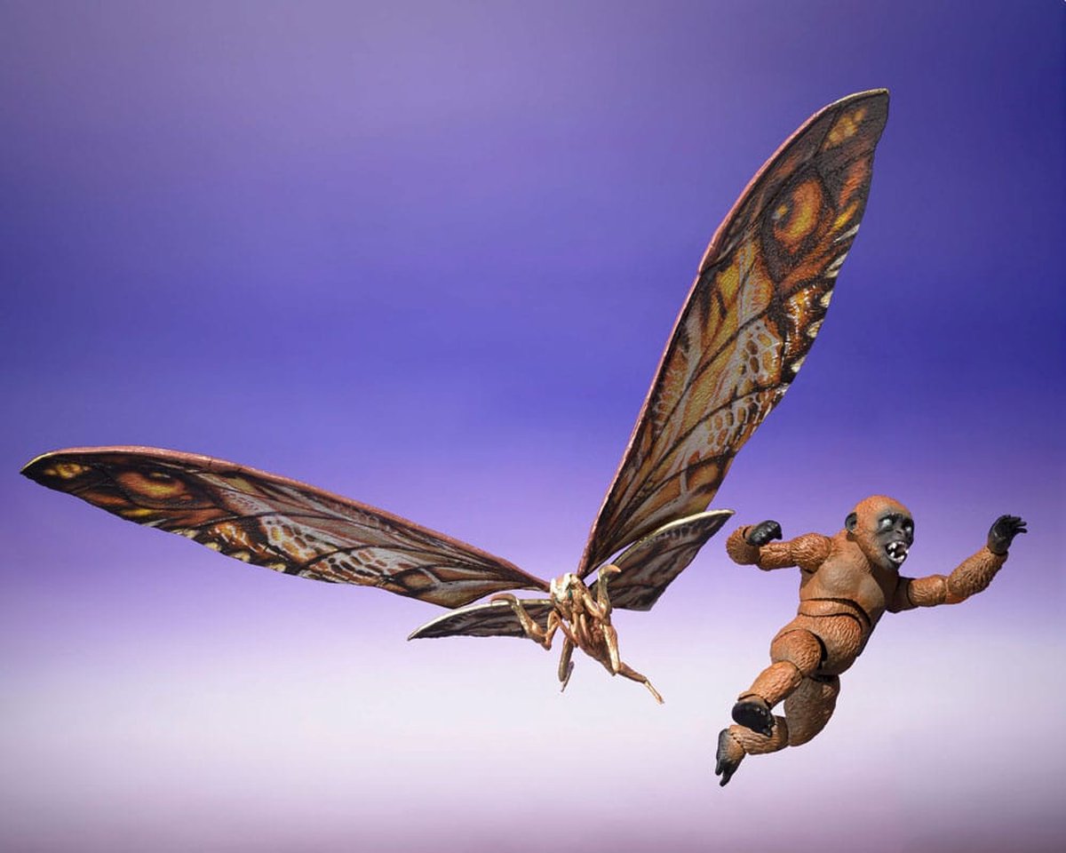 Bandai Tamashii Nations Godzilla x Kong : Le nouvel empire S.H. figurine d'action Monster Arts, pack de 2 figurines d'action Suko Mothra