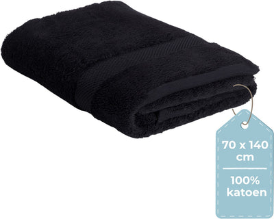 Faire taire. serviette de bain Living Hush Living - par pièce - 70×140 cm - 100% coton - qualité lourde 500g m2 - bordure élégante et boucle de suspension - noir
