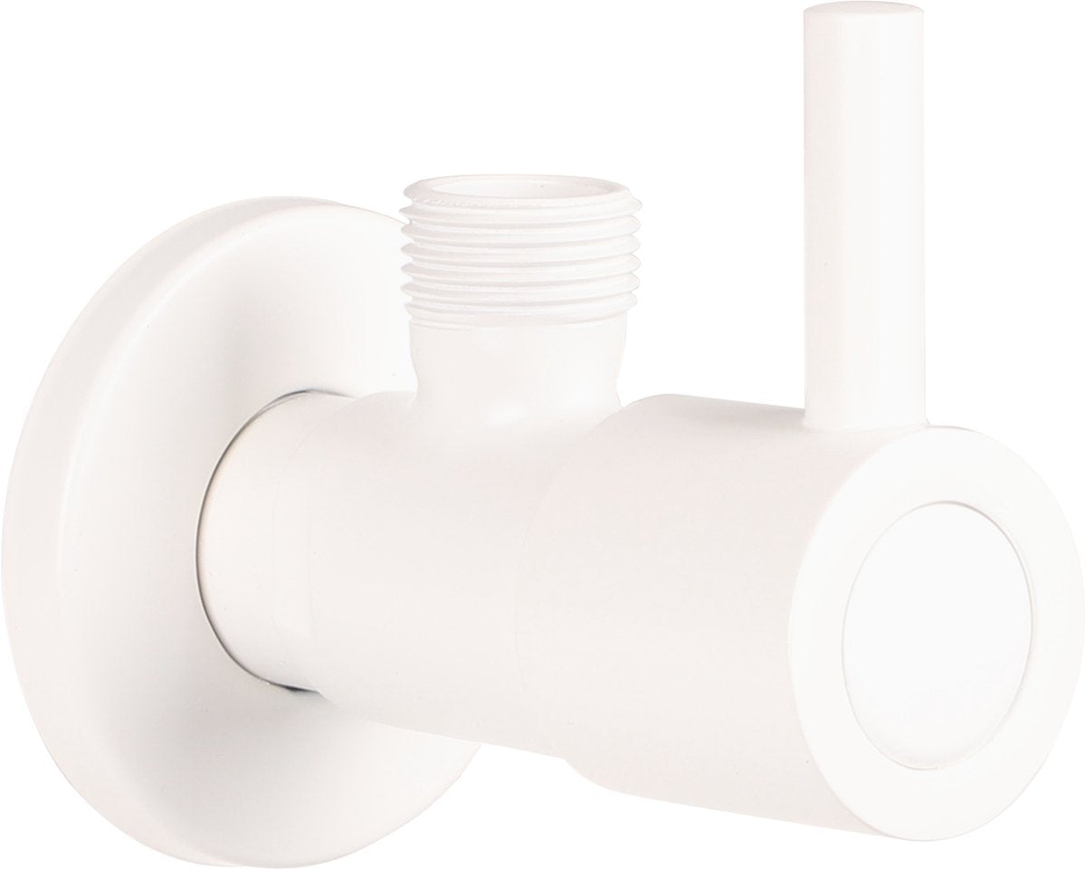 Robinet d'angle Differnz blanc mat - avec rosace - mitigeur WC