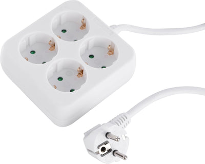 Prise Q-link - 4 voies - mise à la terre - carrée - 3 x 1,5 mm² - 1,5 m - blanche