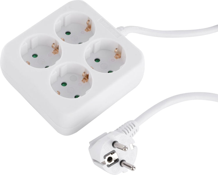 Prise Q-link - 4 voies - mise à la terre - carrée - 3 x 1,5 mm² - 1,5 m - blanche