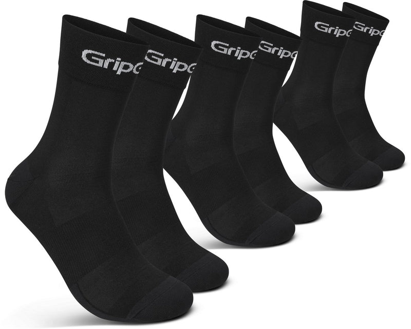 Gripgrab - chaussettes de cyclisme d'été coupe régulière ride 3 paires de chaussettes de cyclisme coolmax - unisexe - noir