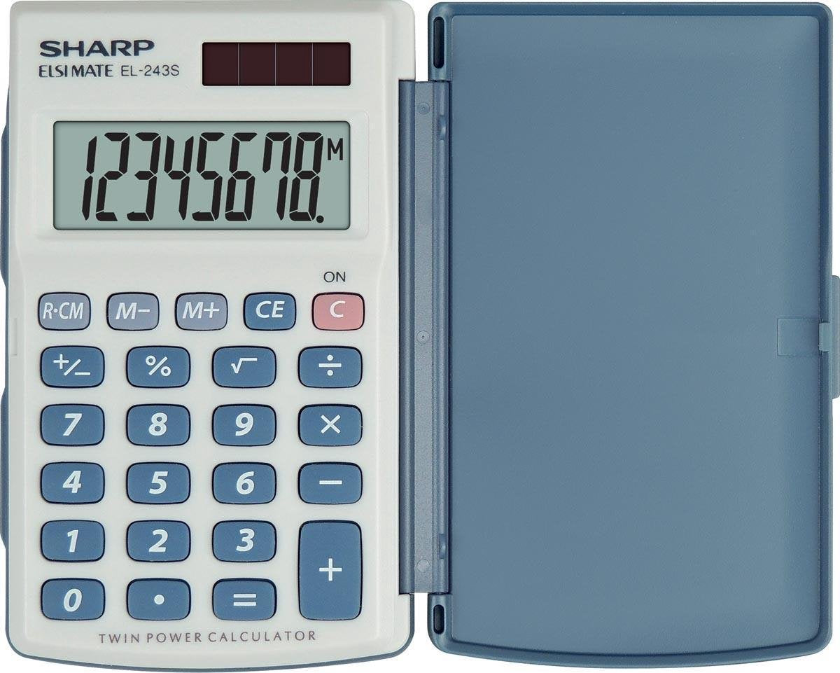 Calculatrice Sharp - el243s - grise - 8 chiffres - 1x pile lr54 - sh-el243s