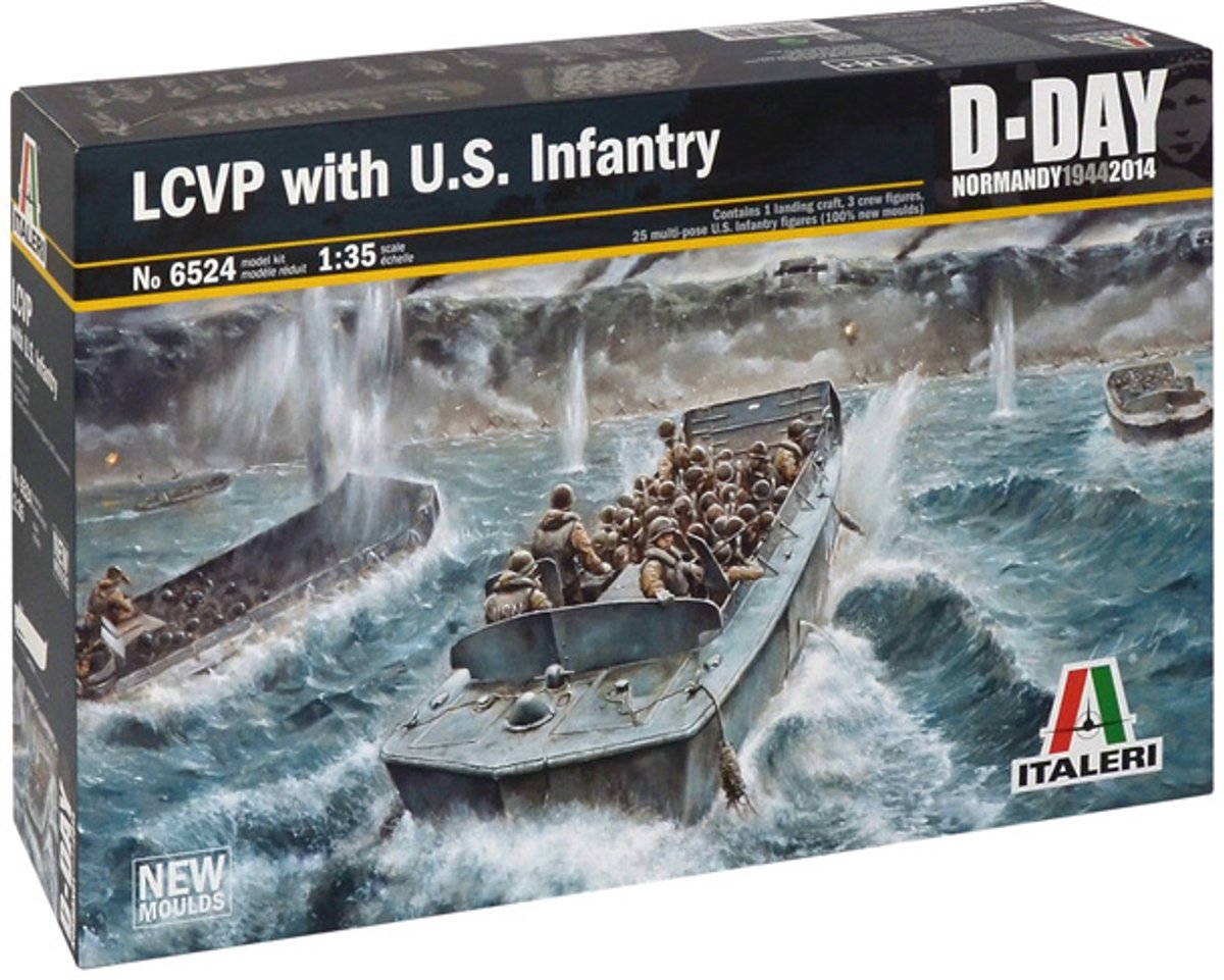 Maquette Italeri véhicules militaires - 6524 lcvp avec u.s. plastique d'infanterie - 1:35 - modélisme