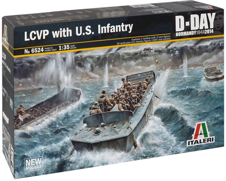 Maquette Italeri véhicules militaires - 6524 lcvp avec u.s. plastique d'infanterie - 1:35 - modélisme