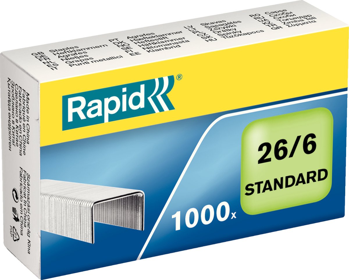 Rapid standard galvanisé 26 6 agrafes - 1000 agrafes