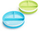 Assiettes Munchkin avec ventouse - antidérapantes - passent au lave-vaisselle et au micro-ondes - par 2 pièces - à partir de 6 mois - bleu vert