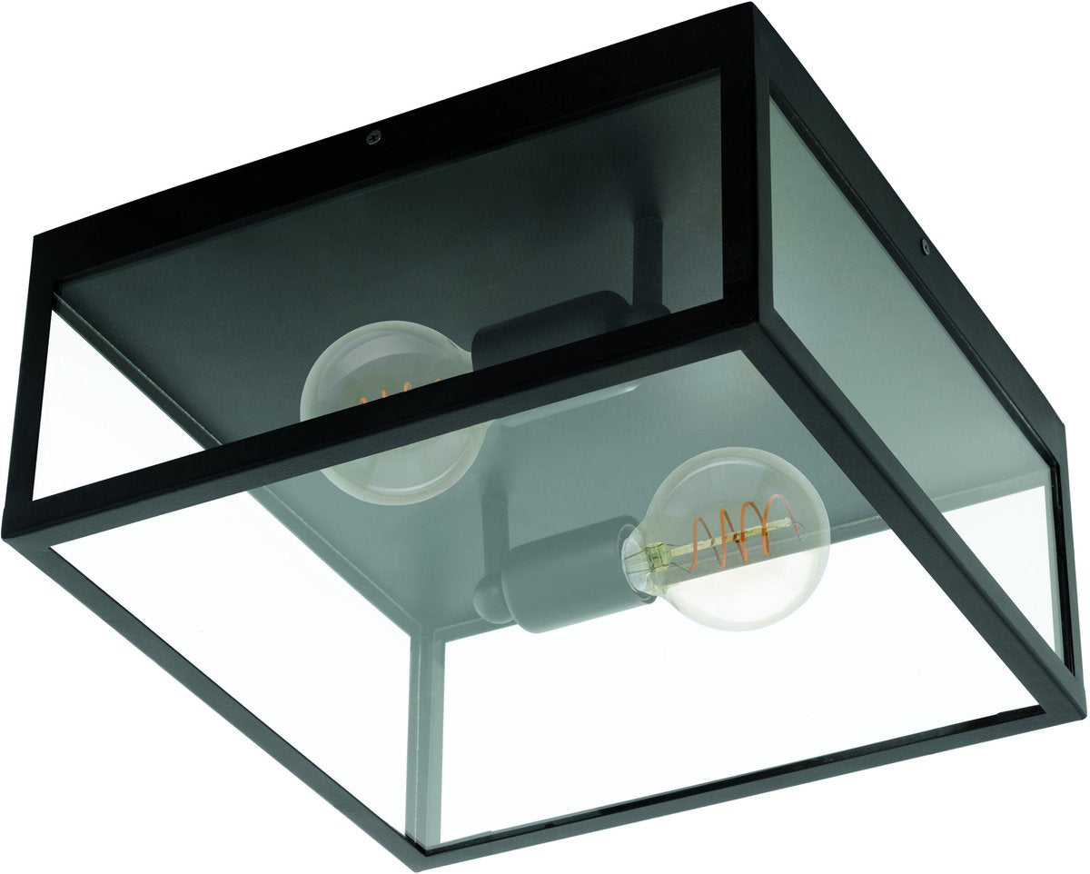Plafonnier Eglo Charterhouse - e27 - 36 cm - verre - noir