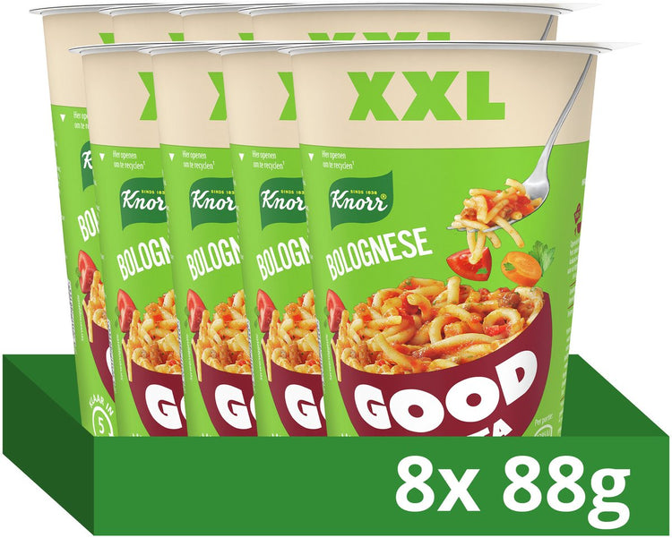 Knorr bonnes pâtes - bolognaise xxl - sans colorants artificiels ni conservateurs - 8 x 88 g