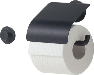 Tiger urban - porte-rouleau de papier toilette avec rabat (1x) - avec petit crochet pour serviettes (1x) - noir