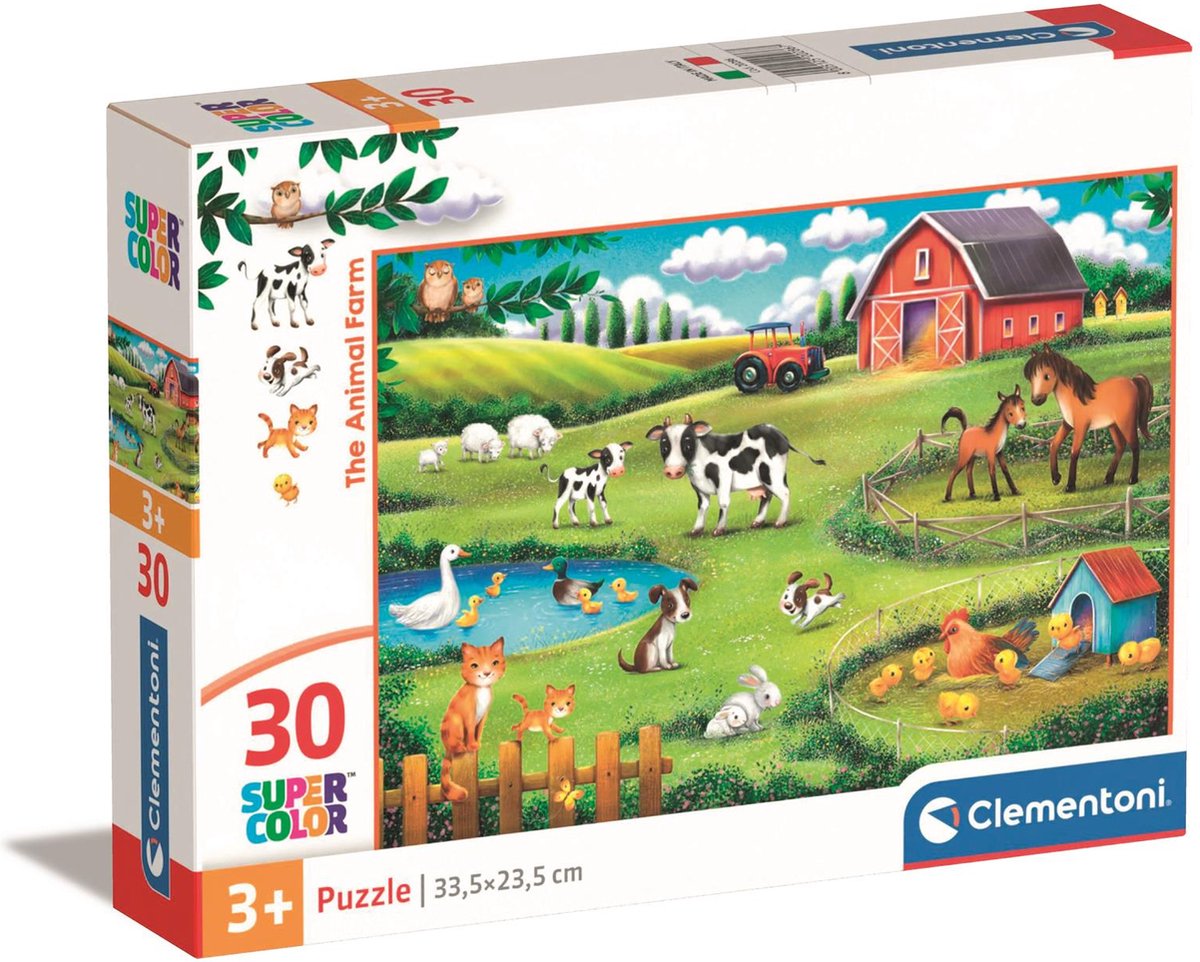 Clementoni Puzzle Jigsaw Super Color the Animal Farm, 30e.