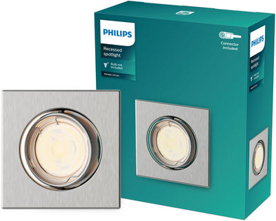 Philips LED Spot encastrable Philips Peridot - culot gu10 - nickel - carré - spot orientable